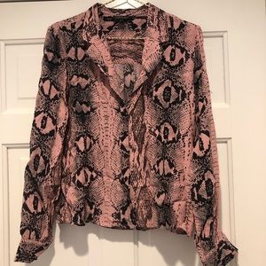TOPSHOP Pink and Black Snakeskin Top. Size 2.